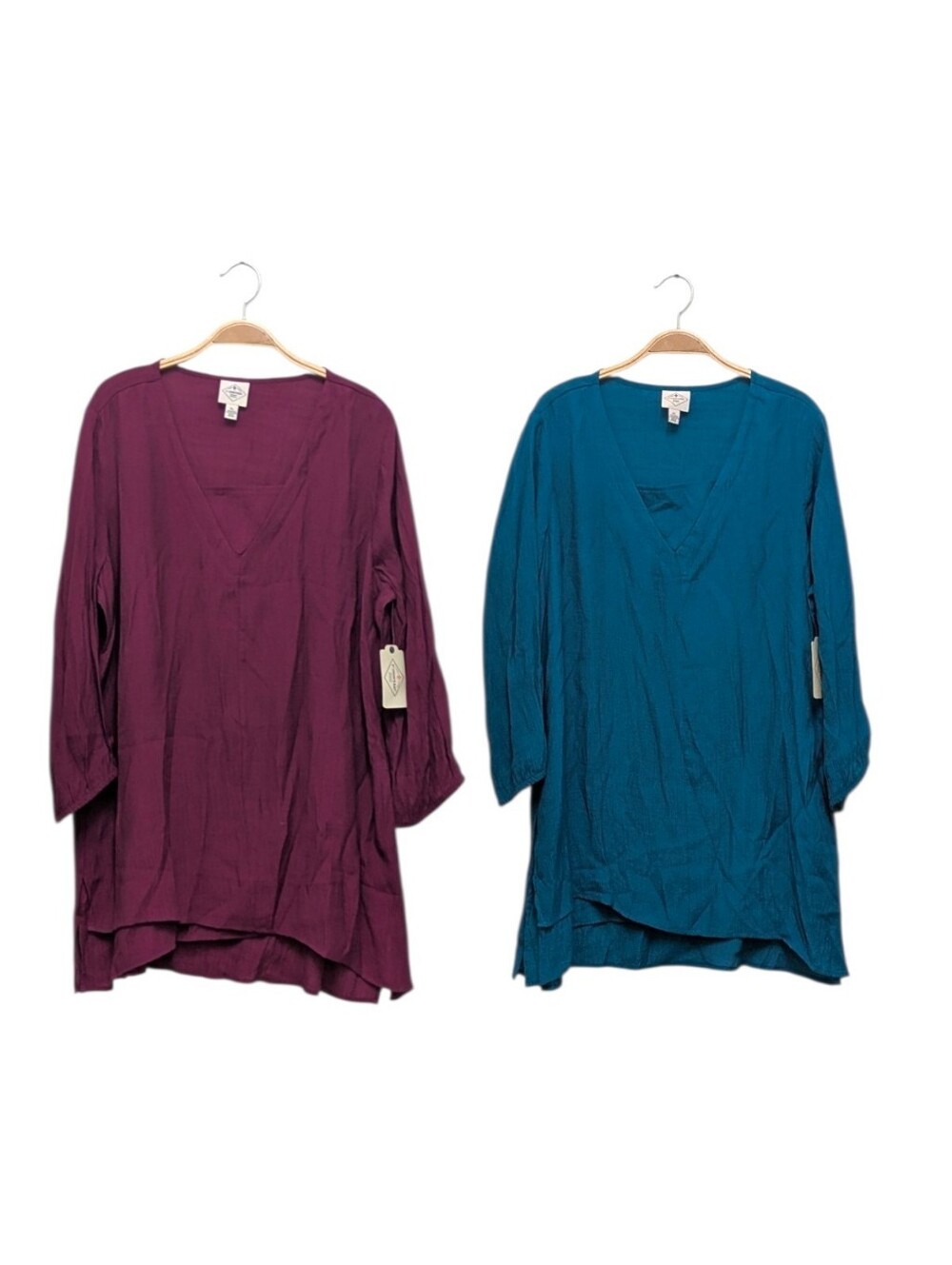 St. John's Bay Teal burgundy v neck rayon blend tunic XL Boho bundle